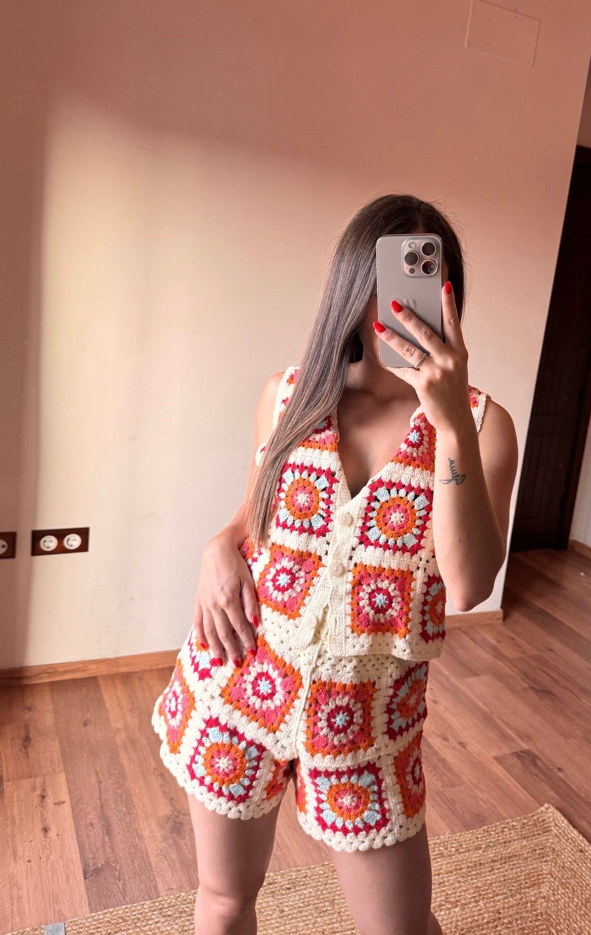 Conjunto crochet corto naranja S/M