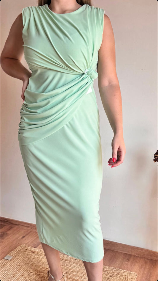 Vestido nudo verde agua