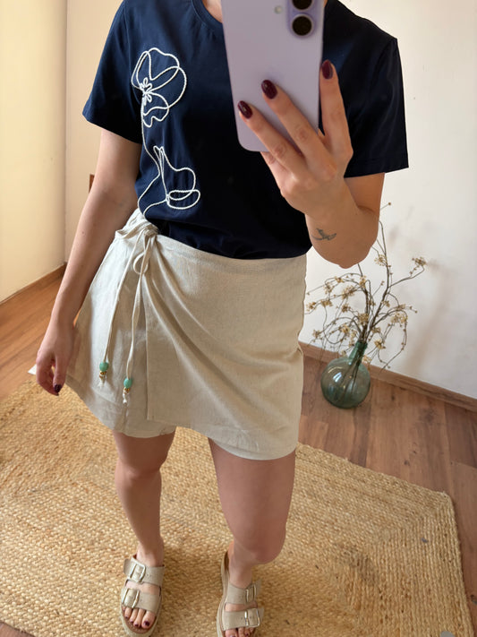 Falda pantalón lino