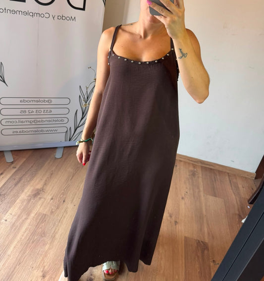 Vestido tachuelas tirante