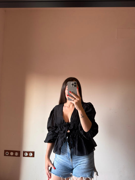 blusa paris de lino color negro